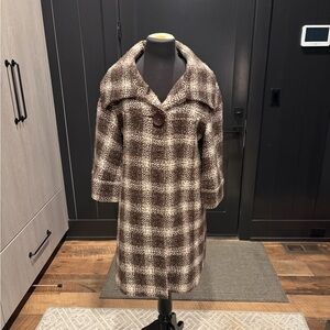 Focus 2000 Brown Plaid Cape Coat